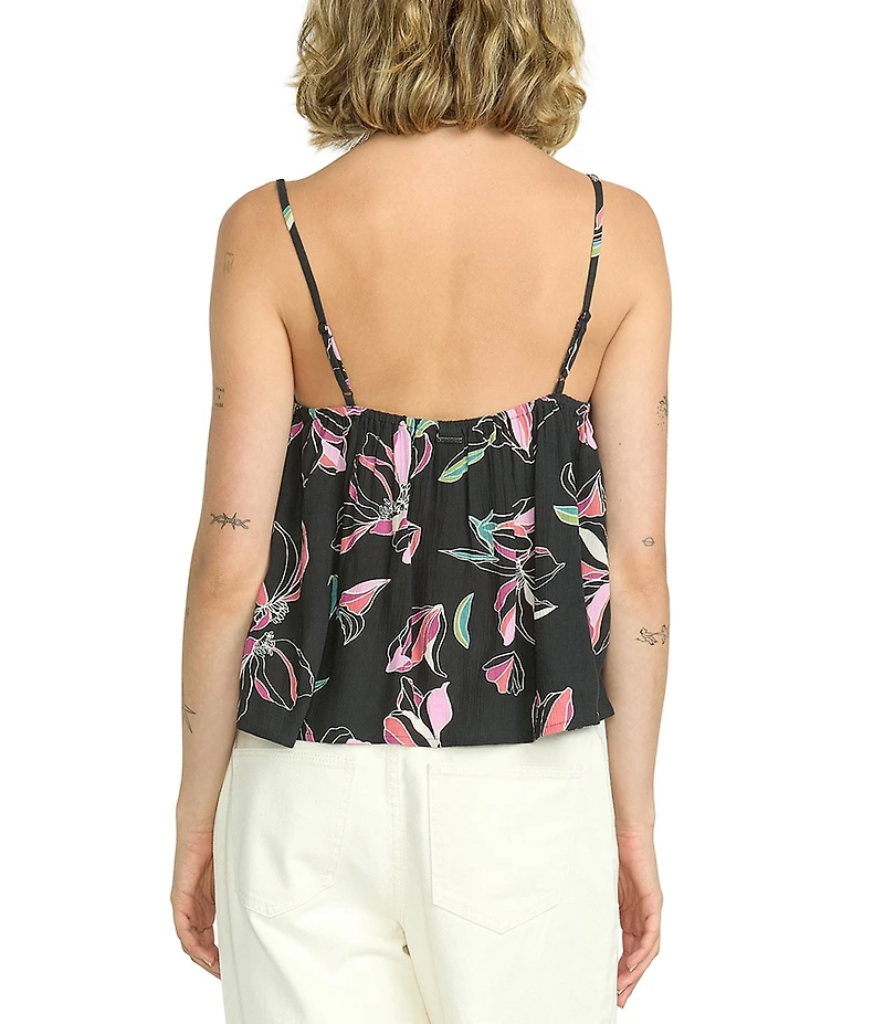 Volcom Dream In Bloom Sleeveless Crinkle Gauze Camisole
