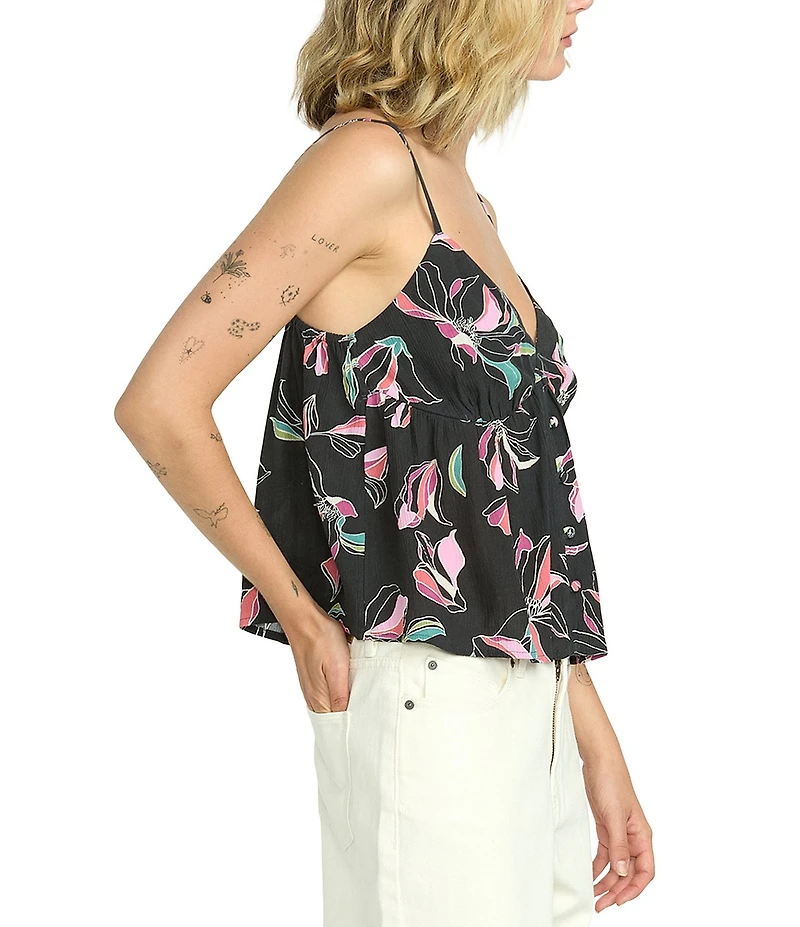 Volcom Dream In Bloom Sleeveless Crinkle Gauze Camisole