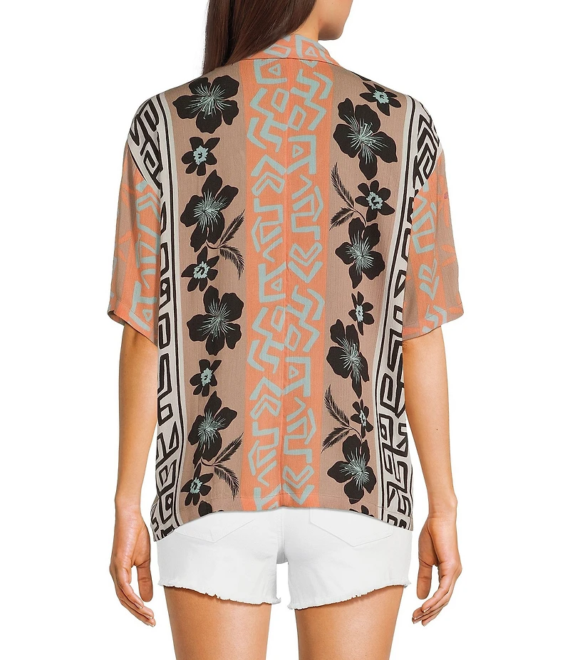 Volcom Funtastical Mixed Media Printed Short Sleeve Gauze Shirt