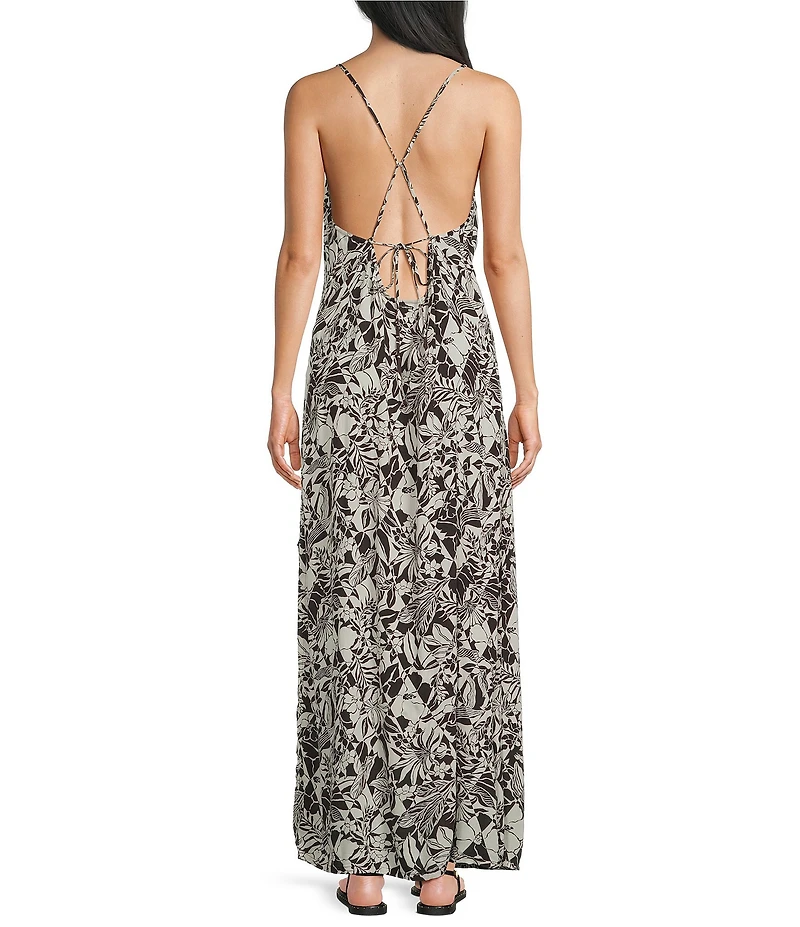 Volcom Hib Dia Floral Printed Slip Dress