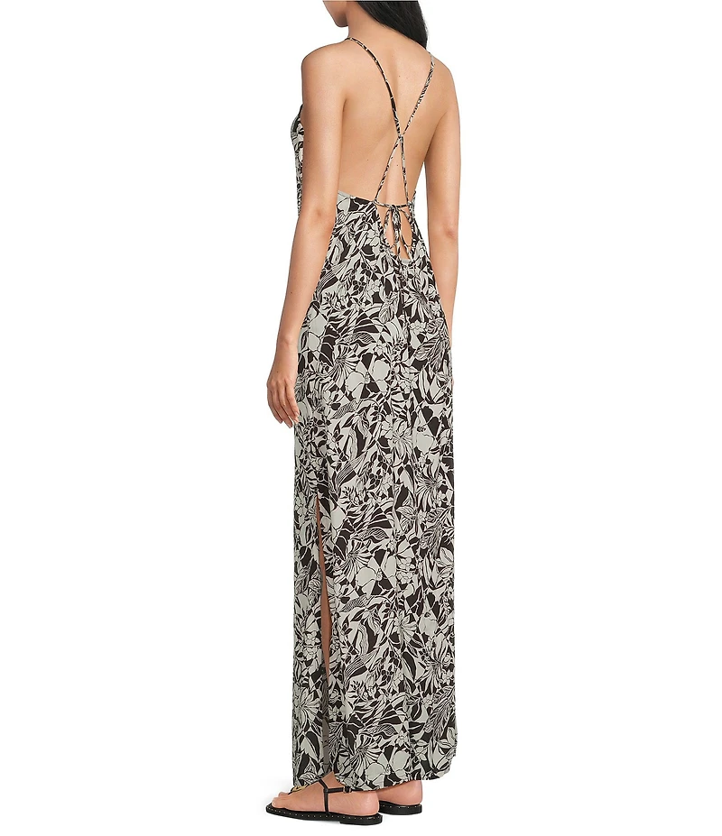 Volcom Hib Dia Floral Printed Slip Dress