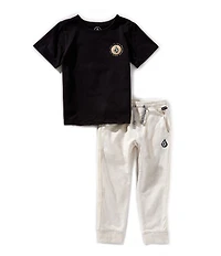 Volcom Little Boys Crewneck Short Sleeve T-Shirt And French Terry Jogger Set