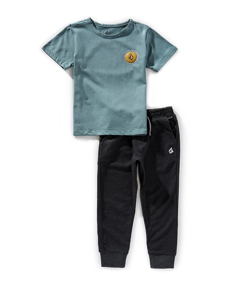 Volcom Little Boys Crewneck Short Sleeve T-Shirt And French Terry Jogger Set