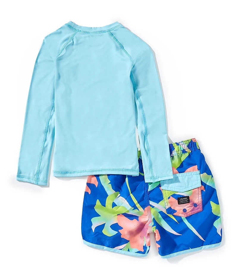 Volcom Little Boys Long Sleeve Rash guard and Swim Trunk Set