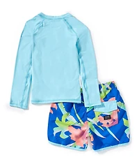 Volcom Little Boys Long Sleeve Rash guard and Swim Trunk Set