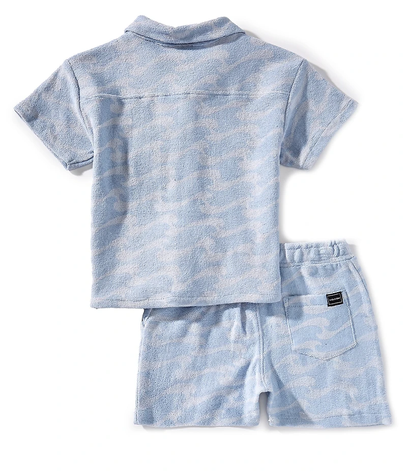Volcom Little Boys Short-Sleeve Toweling Wave Print Shirt & Short Set