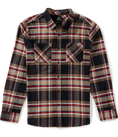 Volcom Netastone Long Sleeve Yarn-Dyed Plaid Flannel Shirt