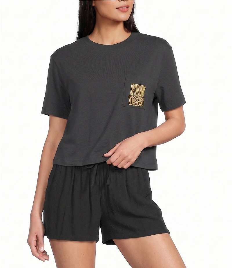 Volcom Pocket Dial Graphic Crew Neck Short Sleeve Cropped Tee