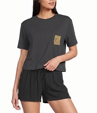 Volcom Pocket Dial Graphic Crew Neck Short Sleeve Cropped Tee