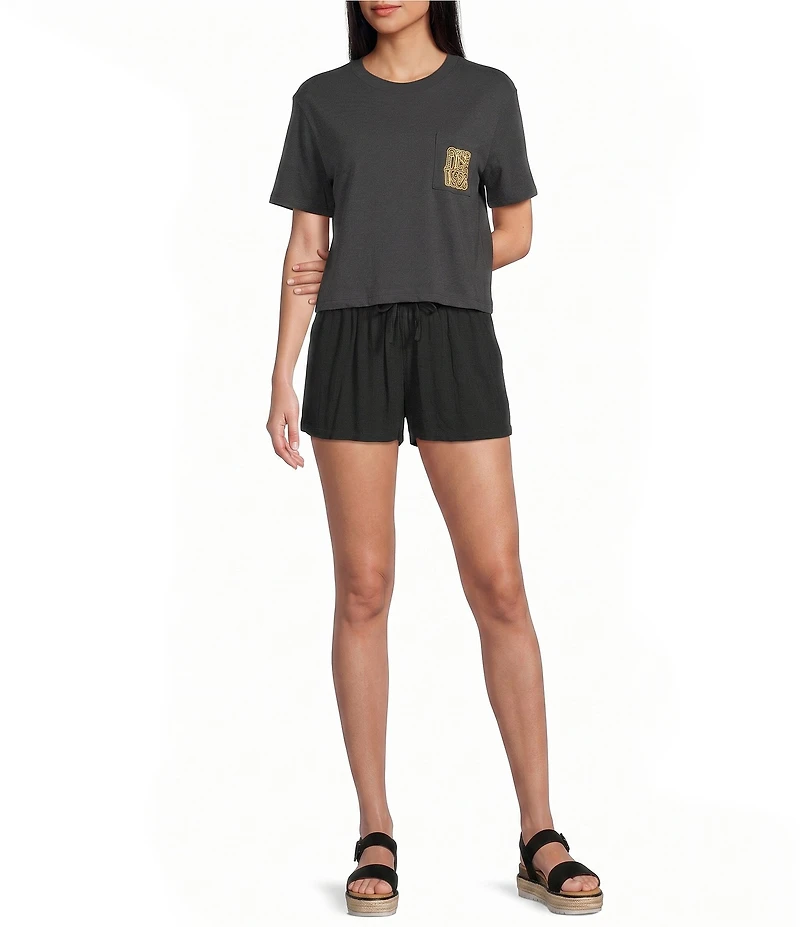 Volcom Pocket Dial Graphic Crew Neck Short Sleeve Cropped Tee