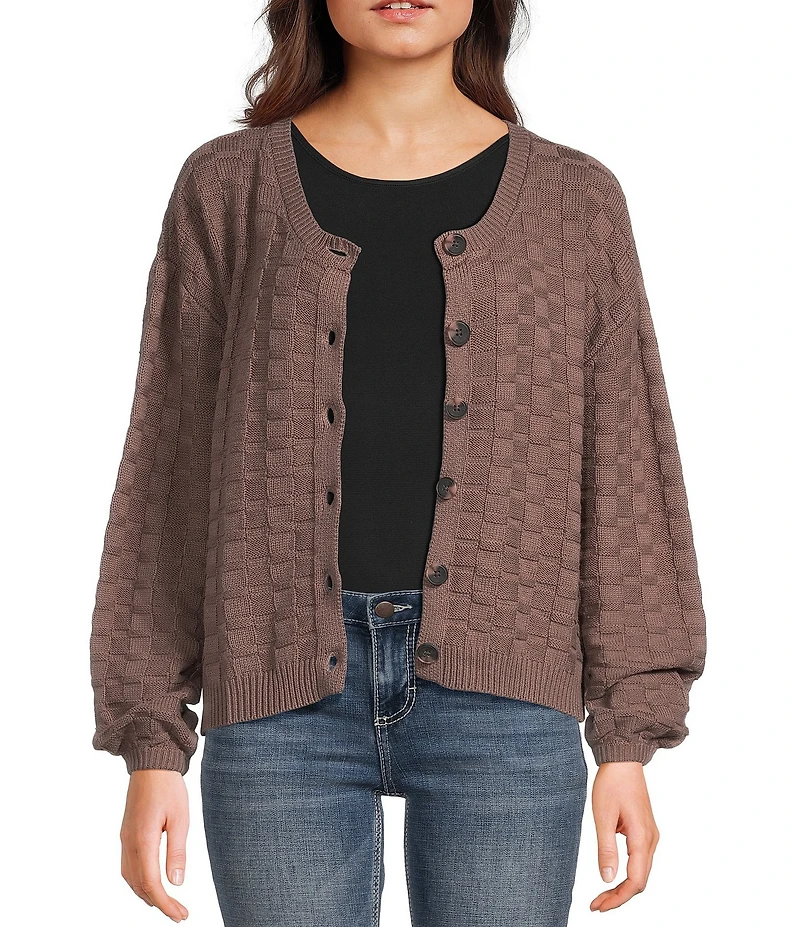 Volcom Snug Lyfe Long Sleeve Basketweave Textured Knit Cardigan