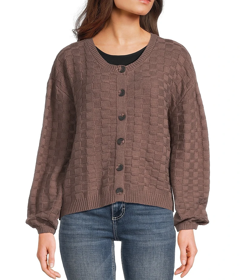 Volcom Snug Lyfe Long Sleeve Basketweave Textured Knit Cardigan