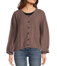 Volcom Snug Lyfe Long Sleeve Basketweave Textured Knit Cardigan