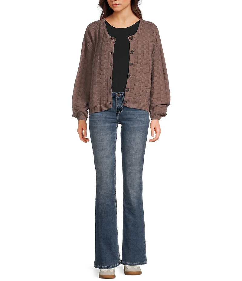 Volcom Snug Lyfe Long Sleeve Basketweave Textured Knit Cardigan