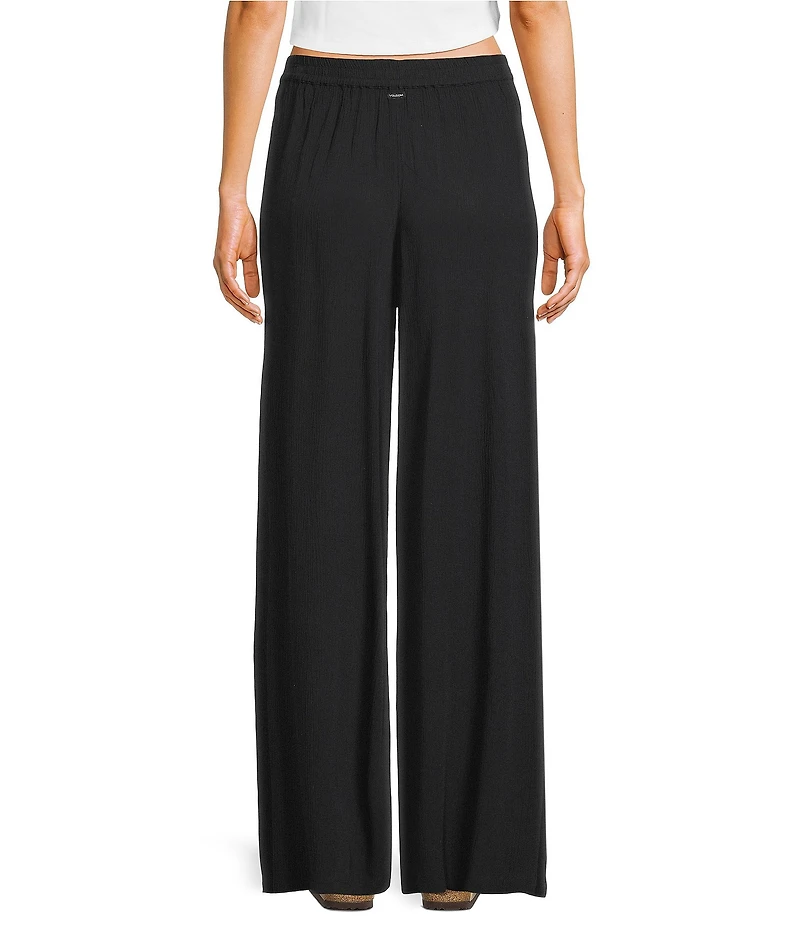 Volcom Stoneshine Junkie Crinkled Gauze Palazzo Wide Leg Pants