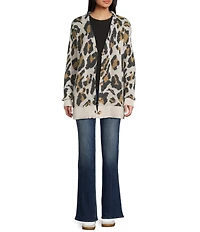 Volcom Wylding Out Long Sleeve Animal Print Wool Blend Cardigan
