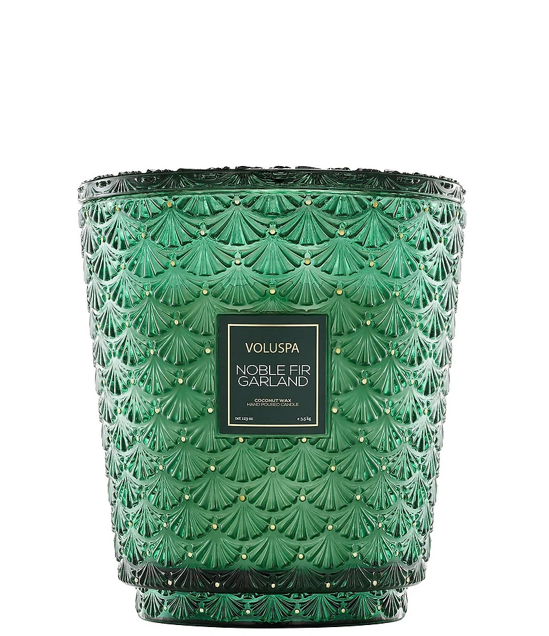 Voluspa Holiday Collection Noble Fir Garland 5-Wick Hearth Candle with Lid