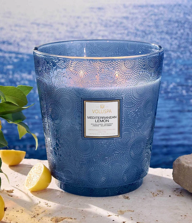 Voluspa Mediterranean Lemon 5 Wick Hearth Candle with Lid