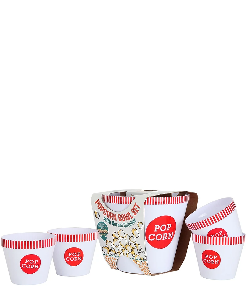 Wabash Valley Farms 5-Piece Popcorn Bowl Set with Kernel Catcher