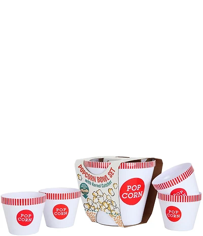 Wabash Valley Farms 5-Piece Popcorn Bowl Set with Kernel Catcher