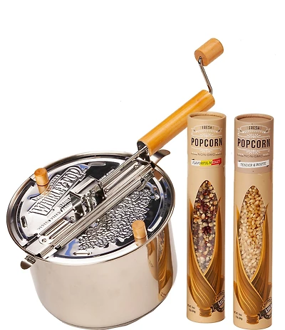 Wabash Valley Farms Stainless Steel Whirley Pop Popcorn Maker with Farm Fresh Popcorn
