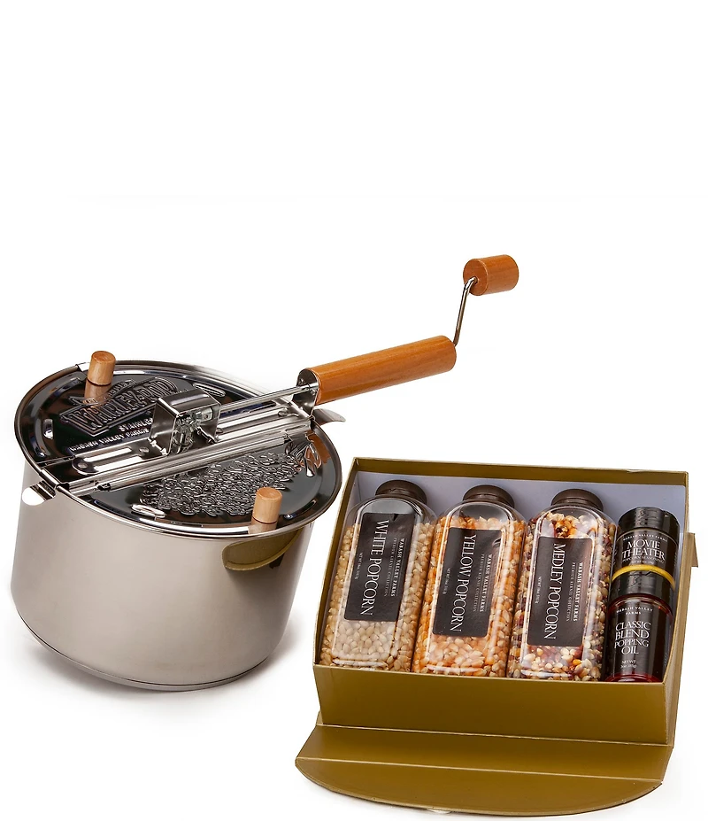 Wabash Valley Farms Stainless Steel Whirley Pop with Gold Glitter Gift Set