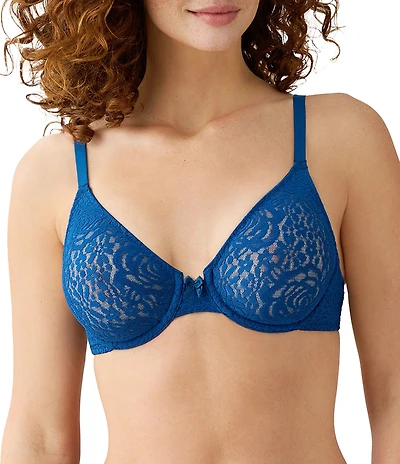 Wacoal Halo Floral Lace Unlined Underwire Center Bow Bra