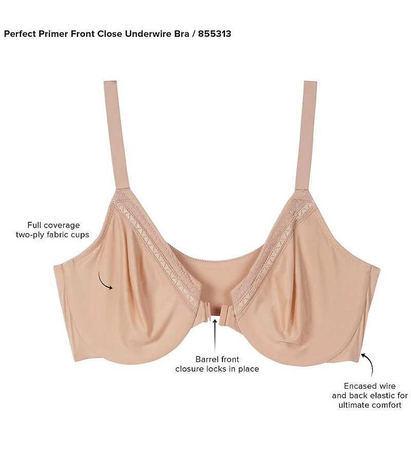 Wacoal Perfect Primer Full Figure Adjustable Front Closure Underwire T-Shirt Bra