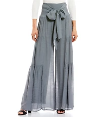Double Zero Waist Tie Wide Leg Pants