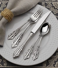 Wallace Silversmiths Antique Baroque 65-Piece Stainless Steel Flatware Set
