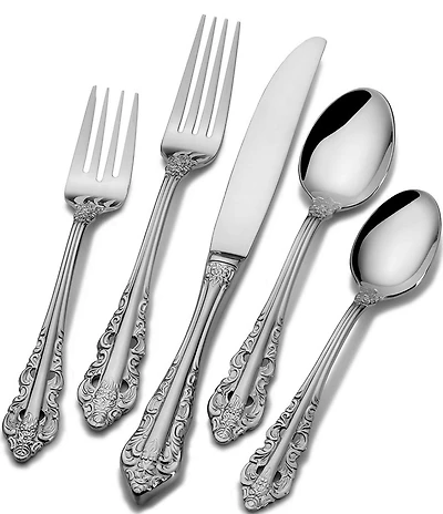 Wallace Silversmiths Antique Baroque 65-Piece Stainless Steel Flatware Set