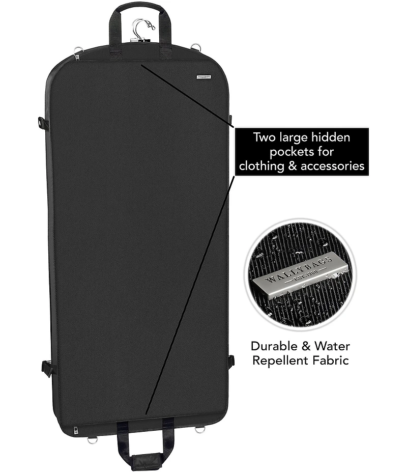Wally Bags 45 Premium Extra Wide Garment Bag with Shoulder Strap and Two Large Pockets