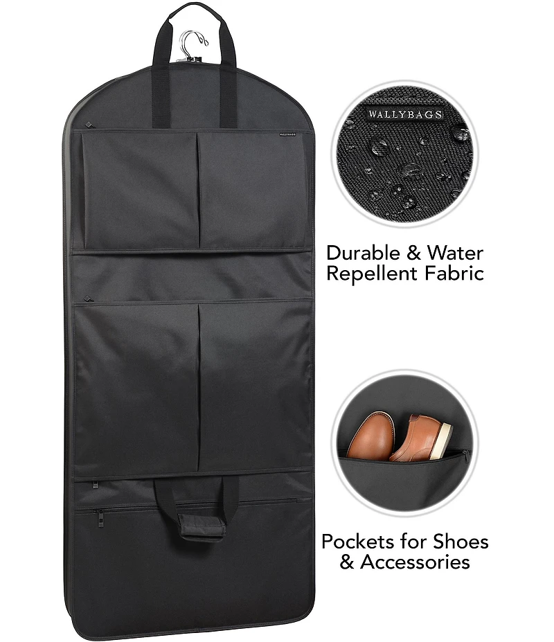 Wally Bags 48#double; Premium Travel Tri-Fold Garment Bag with Pockets and Pinstripe Lining