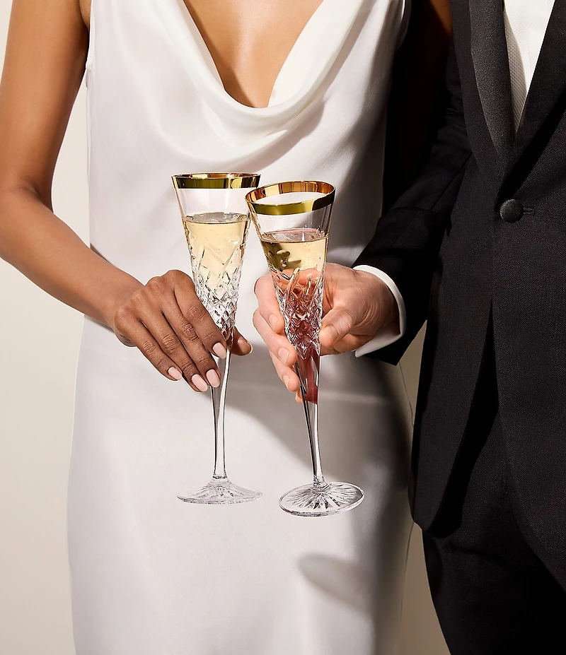 Waterford Celebrations Toasting Flute Gold Glasses, Set of 2
