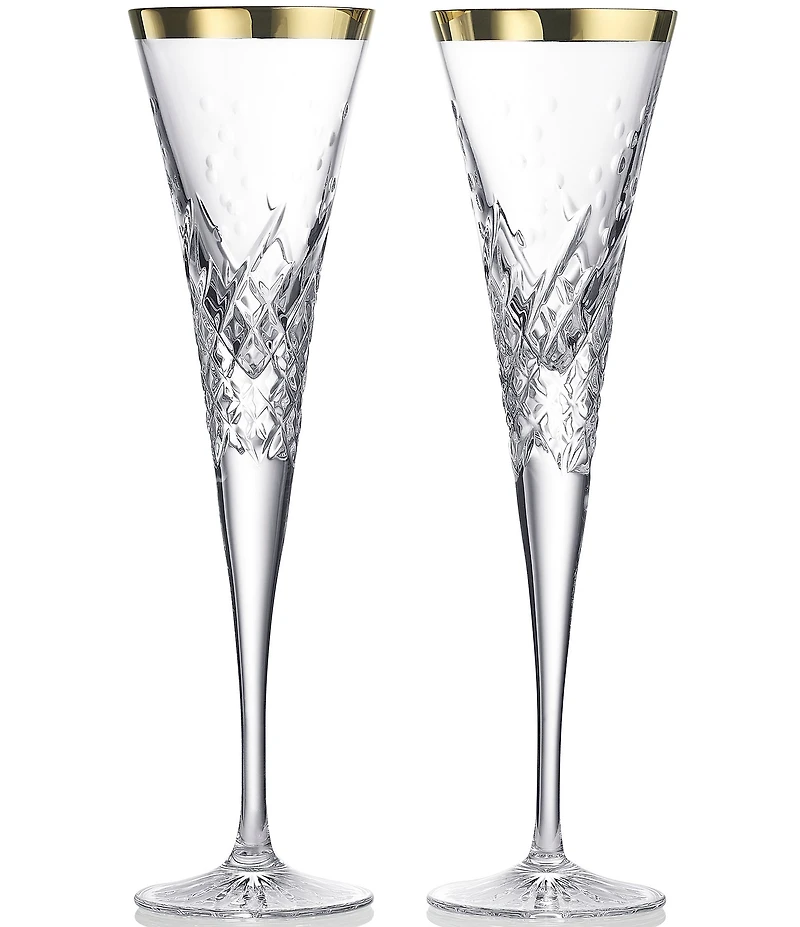 Waterford Celebrations Toasting Flute Gold Glasses, Set of 2