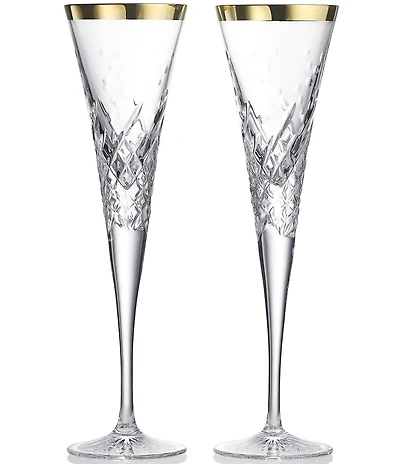 Waterford Celebrations Toasting Flute Gold Glasses, Set of 2