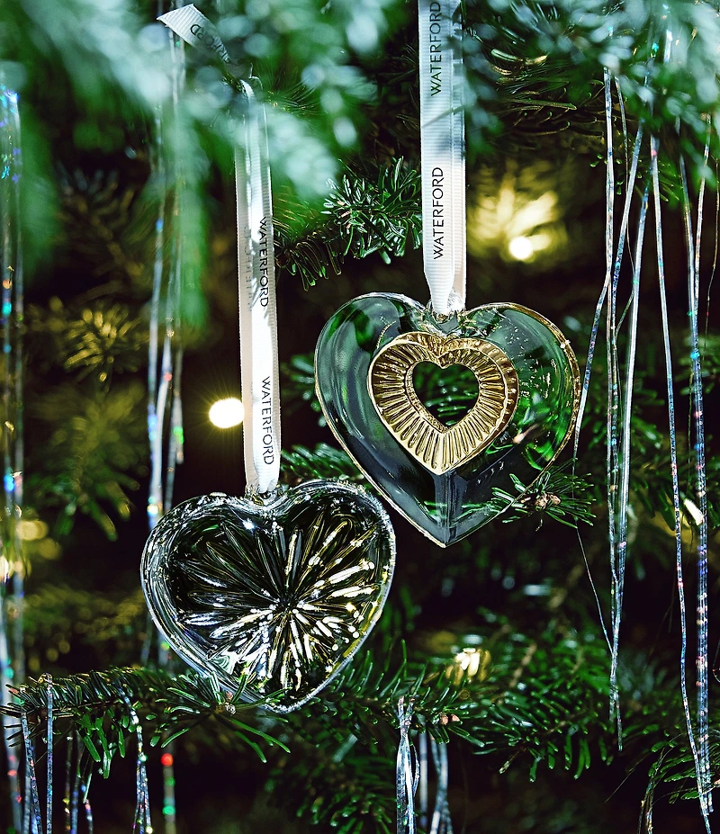 Waterford Heart Ornament with Gold