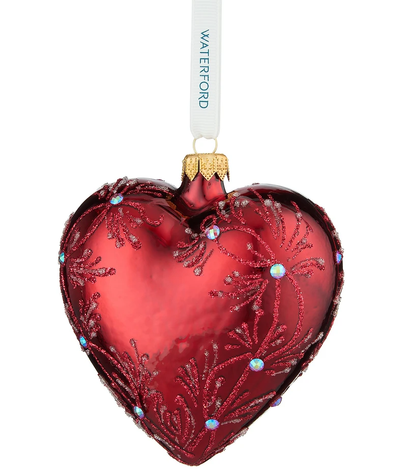 Waterford Holiday Heirlooms Red Heart Glass Ornament