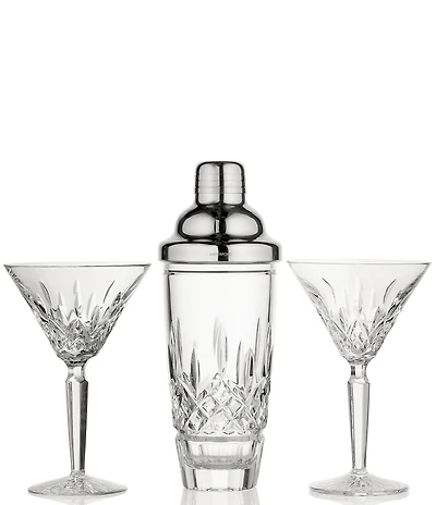 Waterford Lismore Collection Crystal Cocktail Shaker & Martini Glass, 3-Piece Set