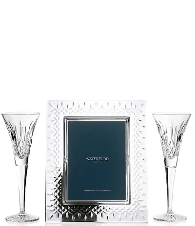 Waterford Lismore Collection Crystal Picture Frame 5x7#double; & Flute Set