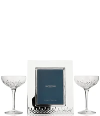 Waterford Lismore Collection Crystal Picture Frame and Coupe Glasses, 3-Piece Set