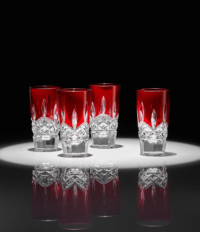 Waterford Lismore Red Shot Glass 1.5oz, Set of 4