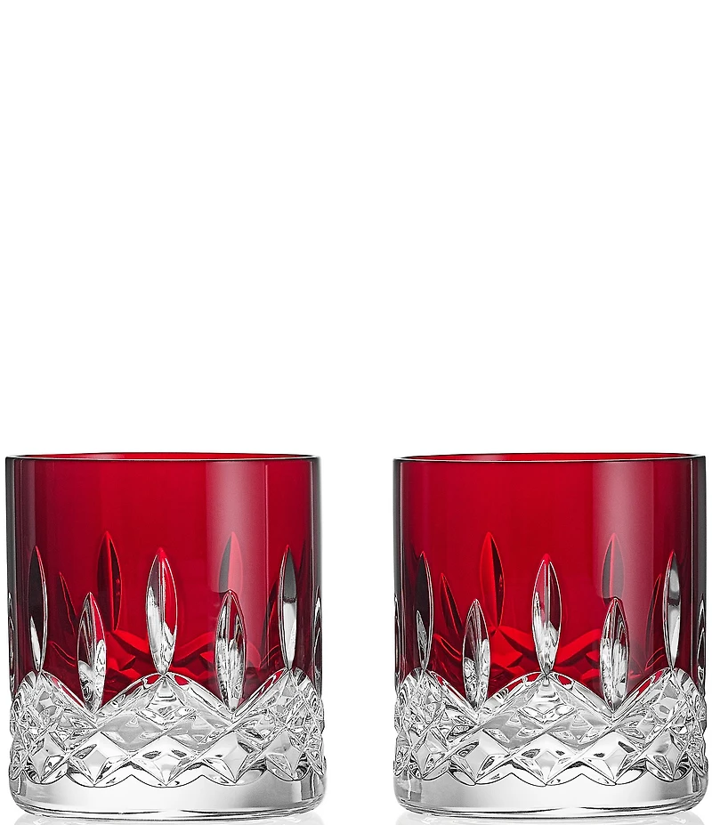 Waterford Lismore Red Straight Double Old Fashion 6-oz, Set of 2