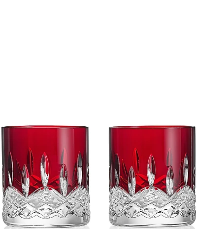 Waterford Lismore Red Straight Double Old Fashion 6-oz, Set of 2
