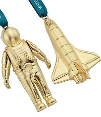 Waterford Spaceman & Rocket Golden Ornaments, Set of 2