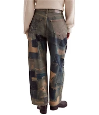 We The Free Illusions Patchwork Printed Low Rise Barrel Leg Jeans
