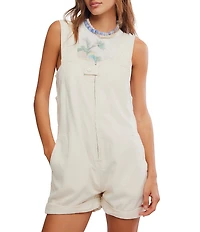 We The Free Jude Shortall Square Neck Sleeveless Denim Romper