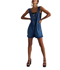 We The Free Jude Shortall Square Neck Sleeveless Denim Romper