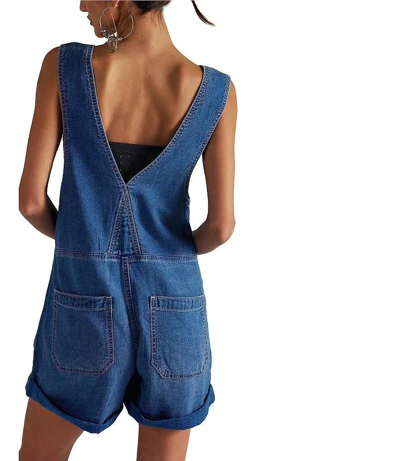 We The Free Jude Shortall Square Neck Sleeveless Denim Romper
