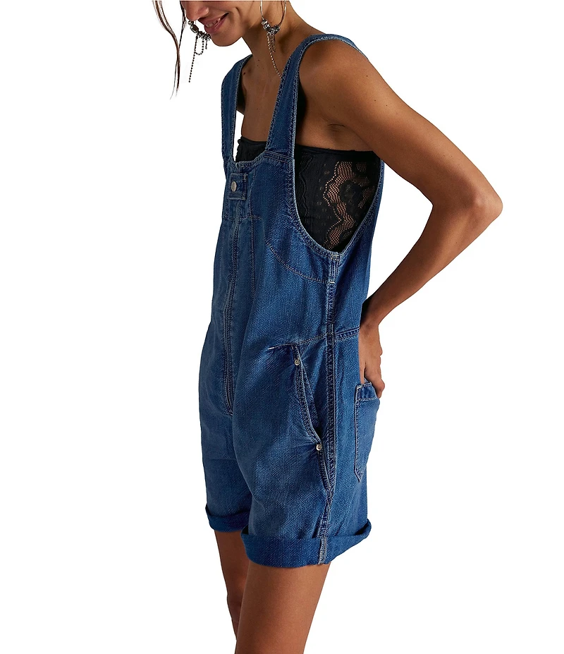 We The Free Jude Shortall Square Neck Sleeveless Denim Romper